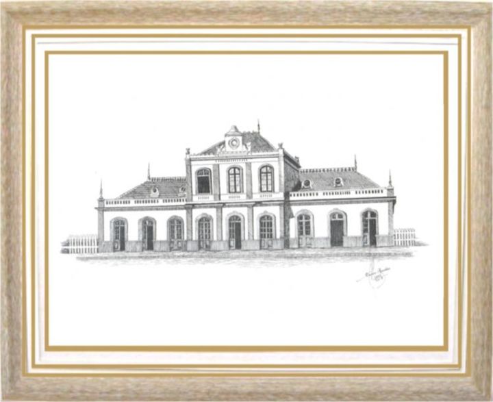 Desenho intitulada ""ESTAÇÃO FÉRREA DE…" por Carlos Fonttes, Obras de arte originais,
