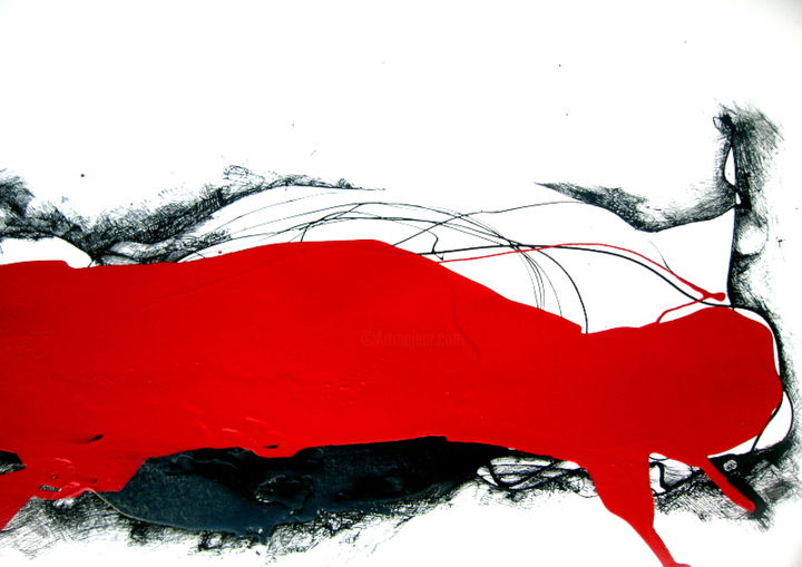 Painting titled "Red drawing" by Carlos Ganhão Calado, Original Artwork, Ink