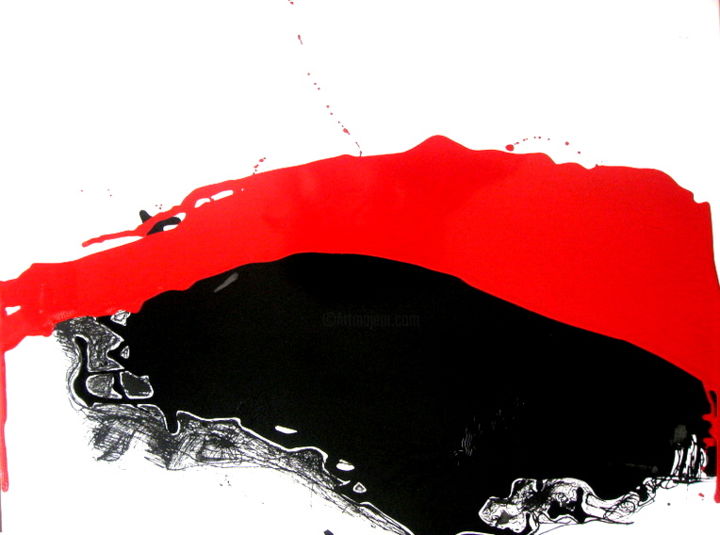 Painting titled "Red drawing" by Carlos Ganhão Calado, Original Artwork, Ink