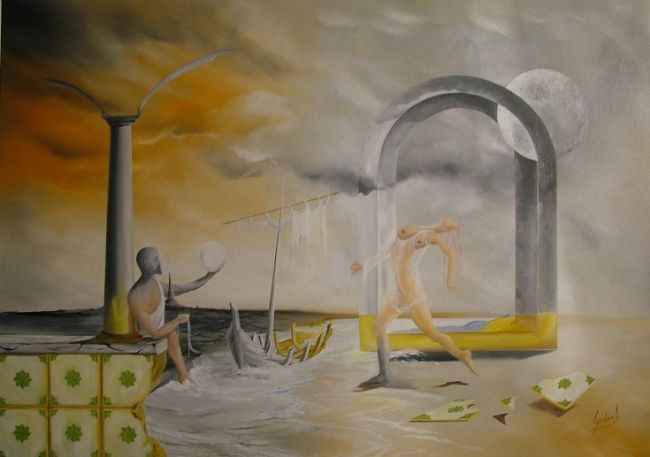 Pittura intitolato "Visoes de um mundo…" da Carlos Godinho, Opera d'arte originale, Olio