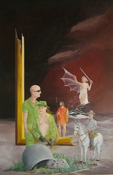 Painting titled "“Conduta - Homens d…" by Carlos Godinho, Original Artwork, Oil