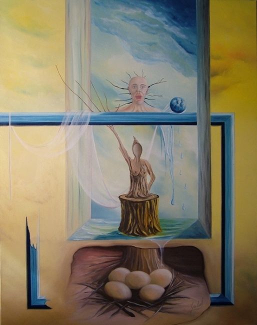 Pintura intitulada "Visões de Uma Repro…" por Carlos Godinho, Obras de arte originais, Óleo