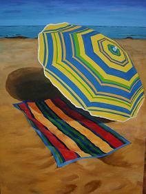Pintura titulada "Sombrilla y toalla" por Carlos Lodos, Obra de arte original,