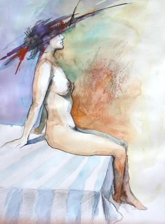 Pintura titulada "Desnudo y rayas" por Carlos Lodos, Obra de arte original