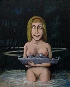 Painting titled "Mujer con barco" by Carlos Masoch, Original Artwork