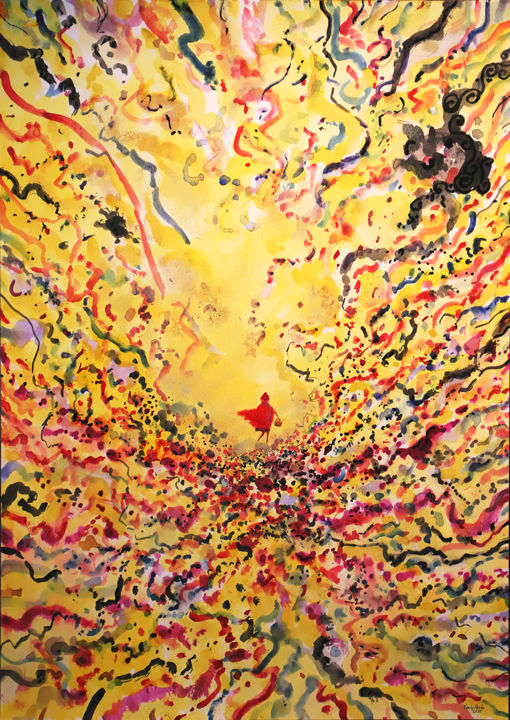 Pintura titulada "Caperucita roja des…" por Carlos Pardo, Obra de arte original, Acuarela