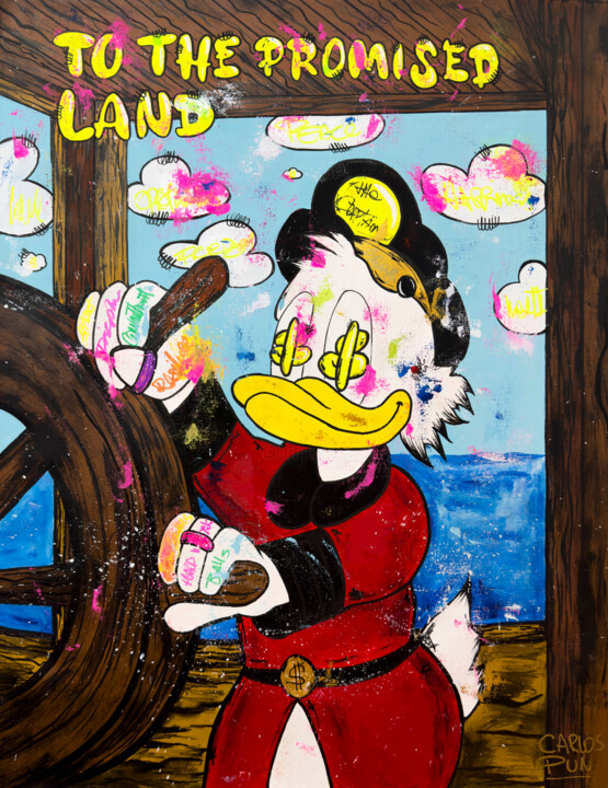 Painting titled "Scrooge Mc Duck in…" by Carlos Pun, Original Artwork, Acrylic