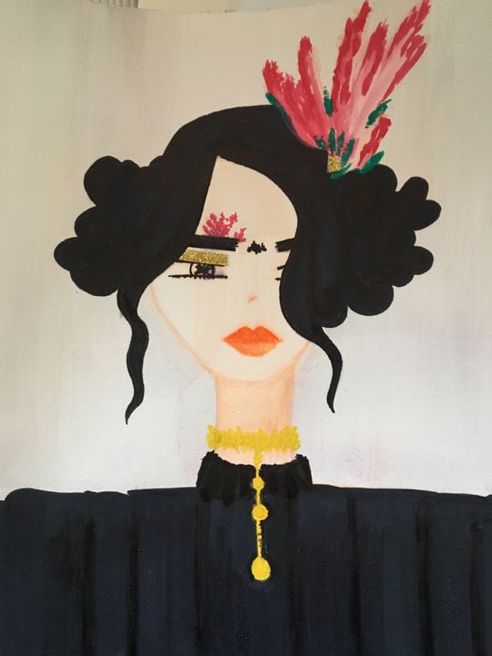 Tela Pintura Frida com tinta guache