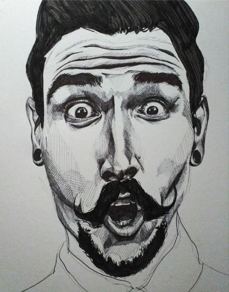 Dessin intitulée "Mustache" par Carlota Pinto Leite, Œuvre d'art originale, Crayon