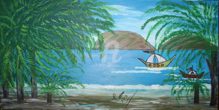 Painting titled "Paisagem de Verão." by Carma Carvalho, Original Artwork, Acrylic