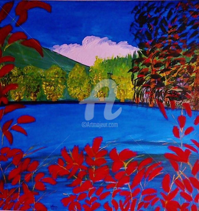 Pintura intitulada "paisagem-de-outono.…" por Carma Carvalho, Obras de arte originais, Acrílico