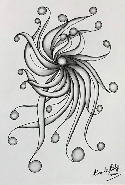 Painting titled "Tentacoli" by Carmela Cioffi, Original Artwork, Pencil