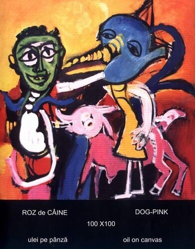 Dessin intitulée "Dog-Pink" par Carmen Cretzu-Iacob, Œuvre d'art originale