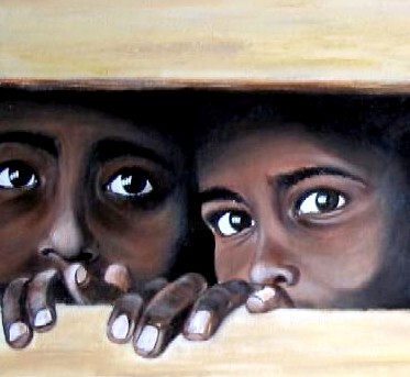 Pintura titulada "Miradas para pensar…" por Carmen G. Junyent, Obra de arte original, Oleo
