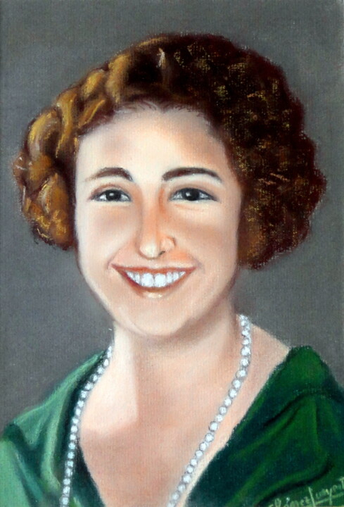 Painting titled "Retrato de mi abuel…" by Carmen G. Junyent, Original Artwork, Pastel
