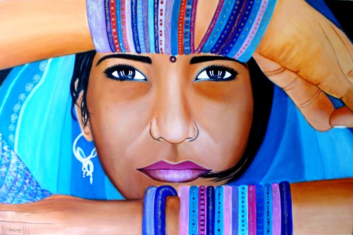 Pintura titulada "MIRADA PROFUNDA" por Carmen G. Junyent, Obra de arte original, Acrílico