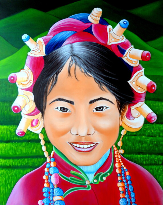 Pintura titulada "MIRADA DEL TIBET 2…" por Carmen G. Junyent, Obra de arte original, Acrílico