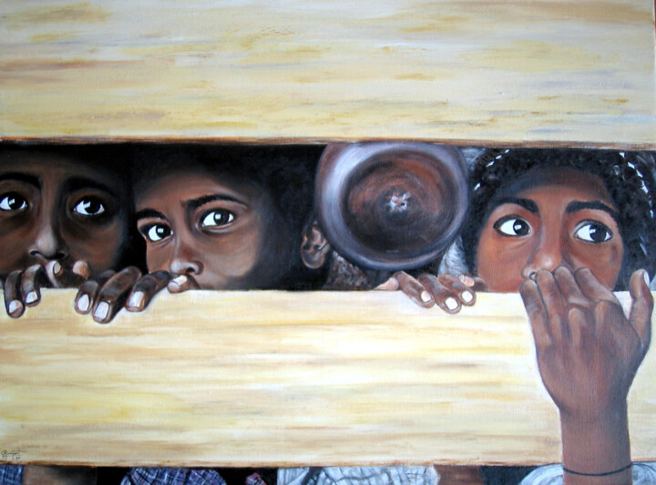 Schilderij getiteld "Miradas para pensar" door Carmen G. Junyent, Origineel Kunstwerk, Acryl