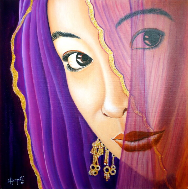 Painting titled "MIRADA DE ASIA" by Carmen G. Junyent, Original Artwork, Acrylic