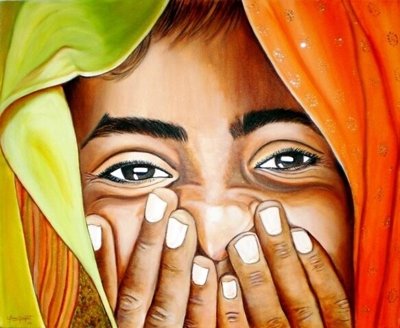 Pintura titulada "MIRADA RISUEÑA - Pr…" por Carmen G. Junyent, Obra de arte original, Acrílico