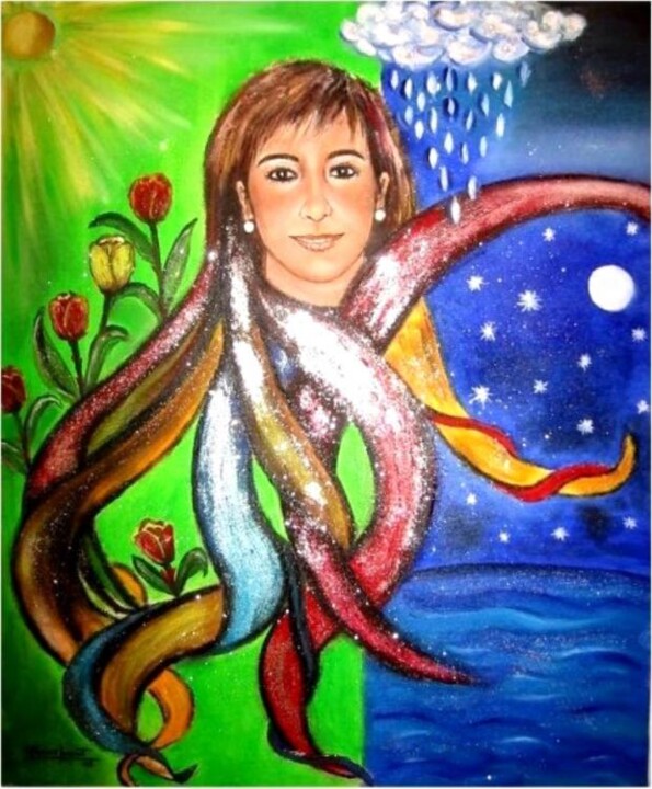 Painting titled "Autoretrato Carmen…" by Carmen G. Junyent, Original Artwork