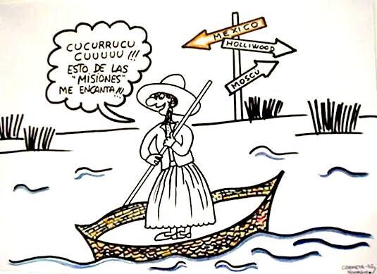 Tekening getiteld "Ana se va a tierras…" door Carmen G. Junyent, Origineel Kunstwerk, Marker