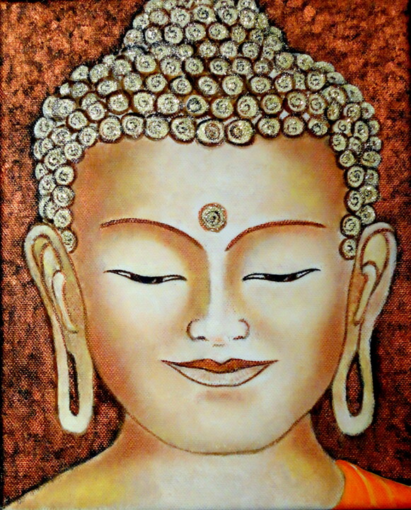 Pintura titulada "BUDHA-4" por Carmen G. Junyent, Obra de arte original, Acrílico