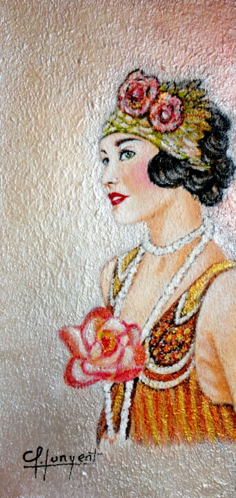 Painting titled "GLAMOUR AÑOS 20" by Carmen G. Junyent, Original Artwork, Acrylic