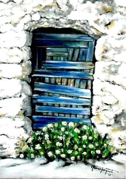 Peinture intitulée "Puerta misteriosa" par Carmen G. Junyent, Œuvre d'art originale, Acrylique
