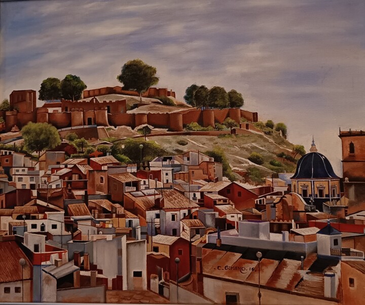 Malerei mit dem Titel "Castillo de Onda" von Carmen Gimeno Piquer, Original-Kunstwerk, Öl