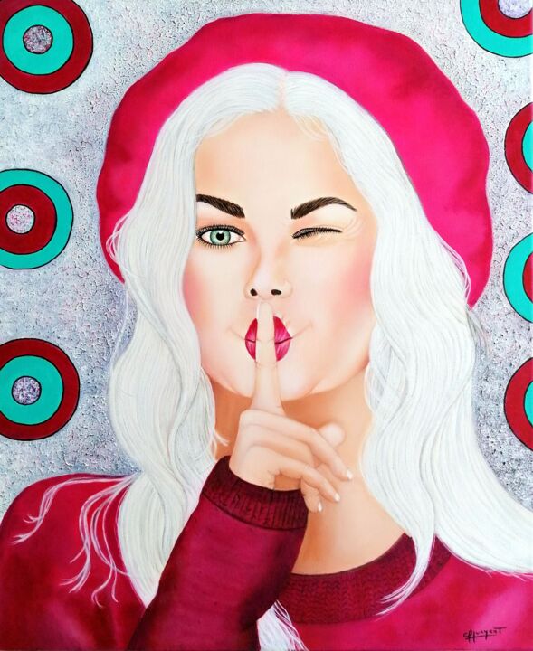 Peinture intitulée "ESCUCHANDO A MI COR…" par Carmen Gomez Junyent (Carmen G. Junyent), Œuvre d'art originale, Acrylique