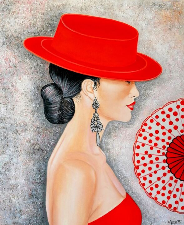 Peinture intitulée "ELEGANCIA FLAMENCA" par Carmen Gomez Junyent (Carmen G. Junyent), Œuvre d'art originale, Acrylique