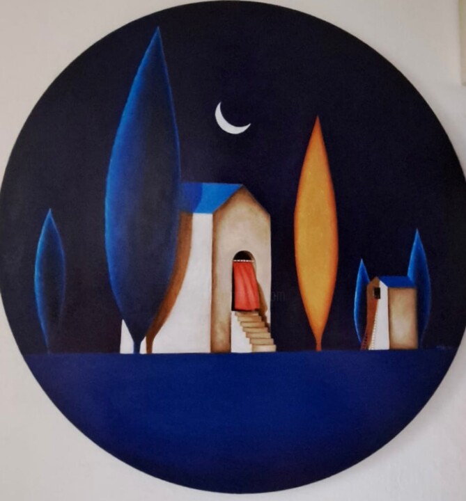 Картина под названием "L'albero d'oro" - Carmen Salis, Подлинное произведение искусства, Масло