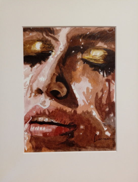 Painting titled "Rain drops" by Carmen Sandulescu, Original Art, Watercolor