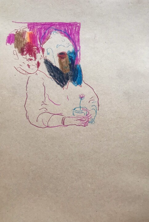 Dessin intitulée "Une fille au métro…" par Carmen Selma, Œuvre d'art originale, Crayon
