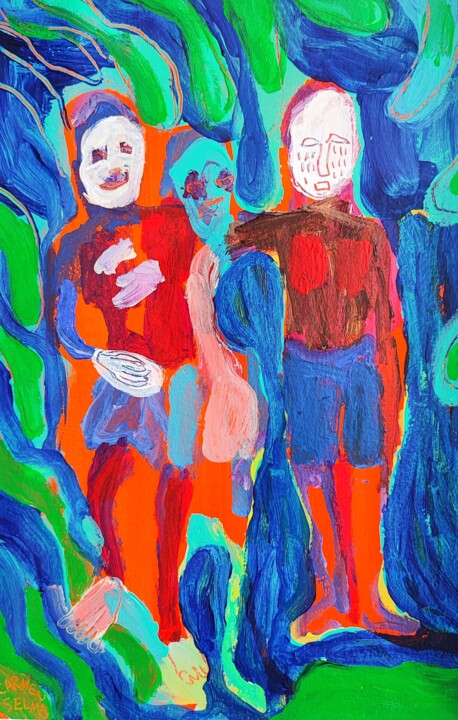 Peinture intitulée "La femme enceinte e…" par Carmen Selma, Œuvre d'art originale, Acrylique
