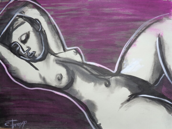 Drawing titled "Reclining Figure 3" by Carmen Tyrrell, Original Artwork, Ink
