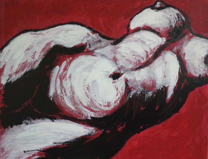 Painting titled "Ardent Woman Torso" by Carmen Tyrrell, Original Artwork, Acrylic Mounted on Wood Stretcher frame