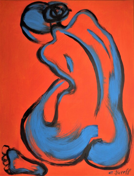 Painting titled "Abstracted Orange F…" by Carmen Tyrrell, Original Artwork, Acrylic