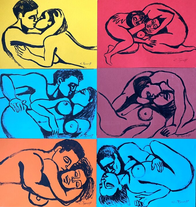 Картина под названием "Lovers - Romance (s…" - Carmen Tyrrell, Подлинное произведение искусства, Акрил