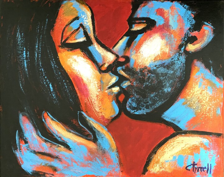 Painting titled "Lovers - Valentines…" by Carmen Tyrrell, Original Artwork, Acrylic
