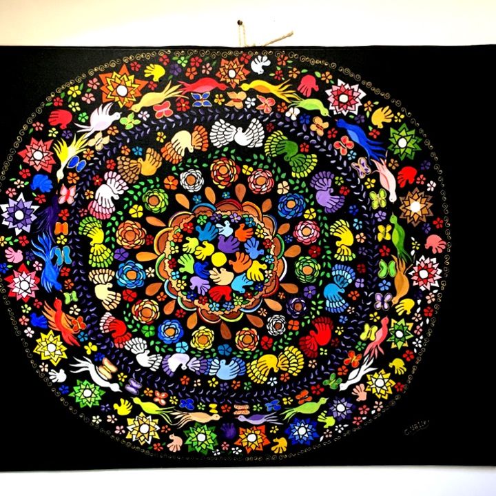 Pittura intitolato "Mandala latino-amér…" da Carmen, Opera d'arte originale, Acrilico