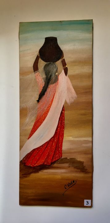 Painting titled "La femme et le dése…" by Carmen, Original Artwork, Acrylic