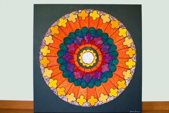 Рисунок под названием "Mandala Rosácea Not…" - Carmen Bargas, Подлинное произведение искусства