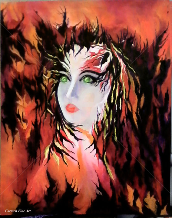 Malerei mit dem Titel "Lonely Angel of God" von Carmen Fine Art, Original-Kunstwerk, Öl