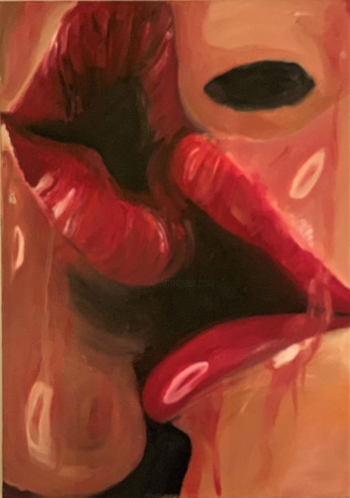 Картина под названием "kiss" - Carmen, Подлинное произведение искусства, Масло