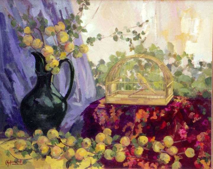 Pintura titulada "B26 Manzanas silves…" por Carmen Gutierrez Cueto, Obra de arte original, Oleo