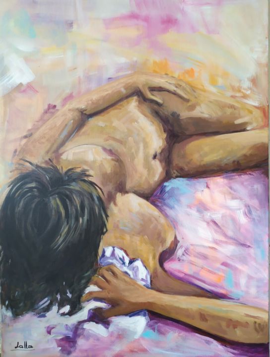 Pintura titulada "Desnudo femenino" por Carmen Lopez Martinez, Obra de arte original, Acrílico