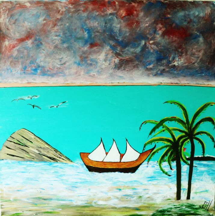 Painting titled "Veleiro" by Carma Carvalho, Original Artwork