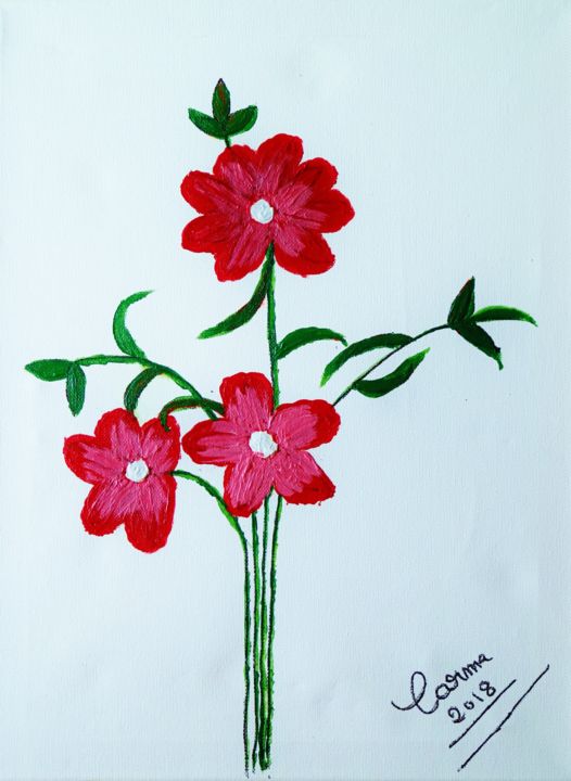 Painting titled "Flor vermelha 2" by Carma Carvalho, Original Artwork